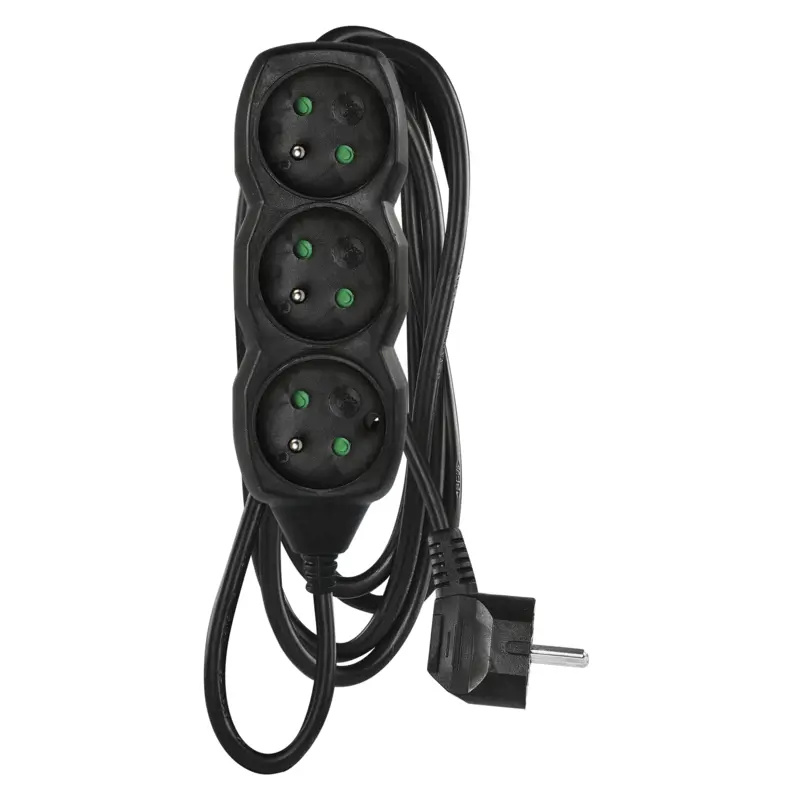 EMOS prodlužovací přívod 3z/3m, černý, 1,5mm