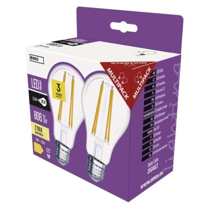 Emos lighting LED žárovka Filament A60 / E27 / 5,9 W (60 W) / 806 lm / teplá bílá 1525283267