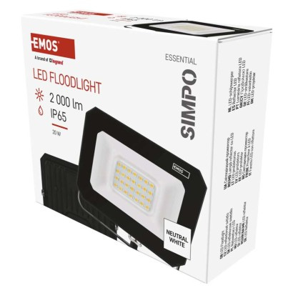 Emos lighting LED reflektor SIMPO 20 W, černý, neutrální bílá 1531222300