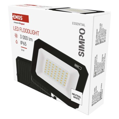 Emos lighting LED reflektor SIMPO 30 W, černý, neutrální bílá 1531223300