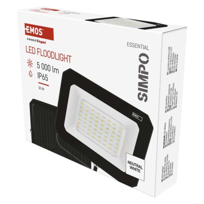 Emos lighting LED reflektor SIMPO 50 W, černý, neutrální bílá 1531224300