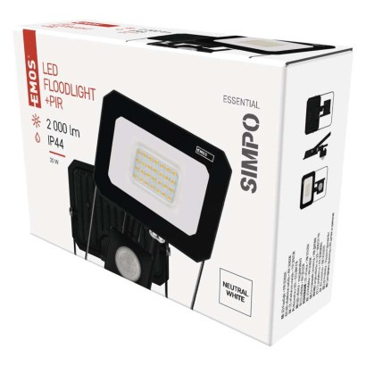 Emos lighting LED reflektor SIMPO s pohybovým čidlem, 20 W, černý, neutrální bílá 1531232300
