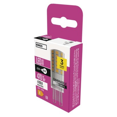 Emos lighting LED žárovka Classic JC / G9 / 4,2 W (40 W) / 470 lm / neutrální bílá 1525736411