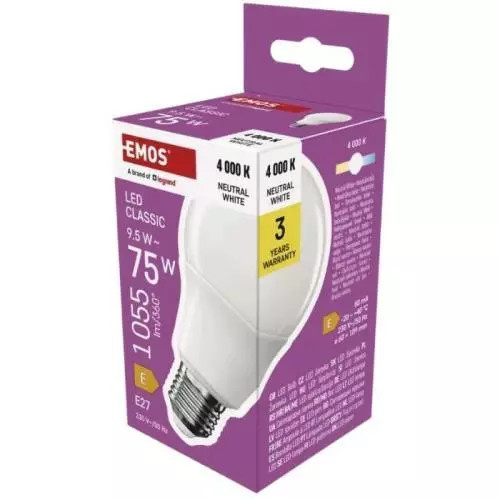 Emos lighting LED žárovka Classic A60 / E27 / 9,5 W (75 W) / 1055 lm / teplá bílá 1525733280