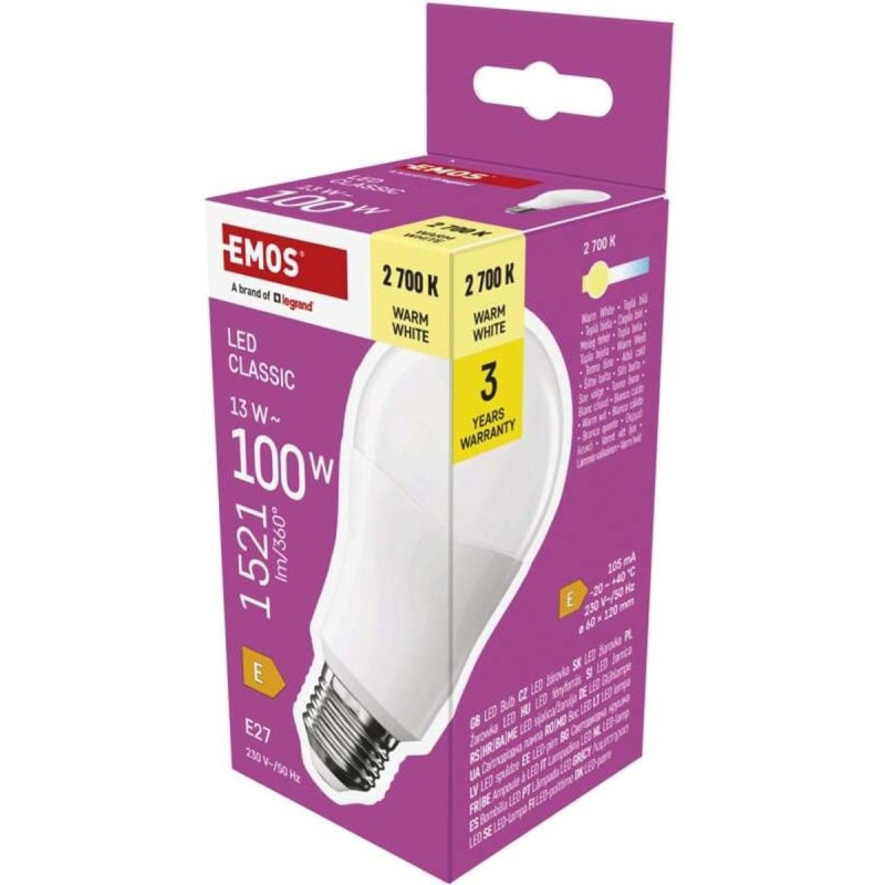 Emos LED žárovka Classic A60 13W E27, teplá bílá