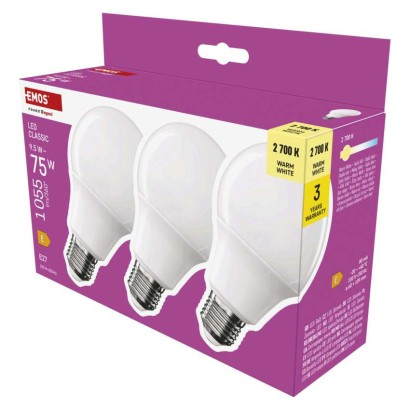 Emos lighting LED žárovka Classic A60 / E27 / 9,5 W (75 W) / 1055 lm / teplá bílá 1525733284