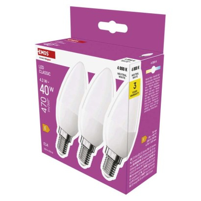Emos lighting LED žárovka Classic svíčka / E14 / 4,2 W (40 W) / 470 lm / neutrální bílá 1525731436