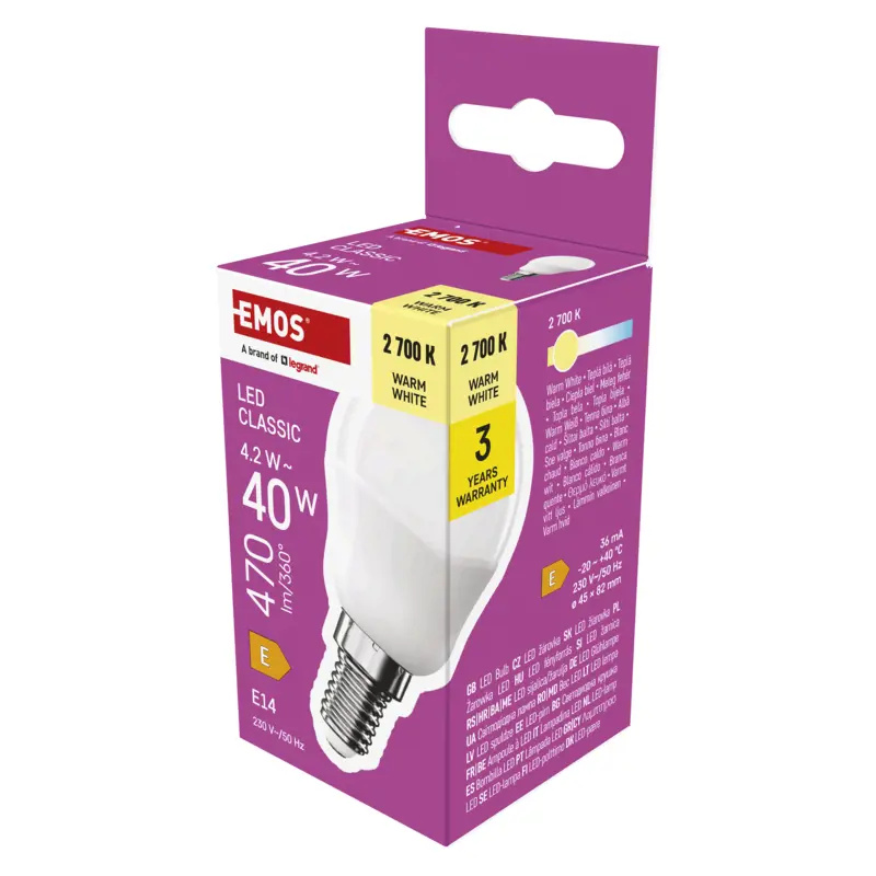 Emos lighting LED žárovka Classic Mini Globe / E14 / 4,2 W (40 W) / 470 lm / teplá bílá 1525731240
