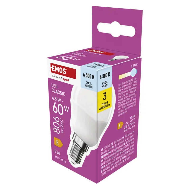 Emos lighting LED žárovka Classic Mini Globe / E14 / 6,5 W (60 W) / 806 lm / studená bílá 1525731113