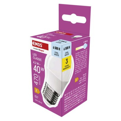 Emos lighting LED žárovka Classic Mini Globe / E27 / 4,2 W (40 W) / 470 lm / studená bílá 1525733126