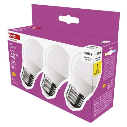 Emos lighting LED žárovka Classic Mini Globe / E27 / 4,2 W (40 W) / 470 lm / neutrální bílá 1525733485