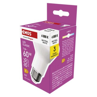 Emos lighting LED žárovka Classic R63 / E27 / 7 W  (60 W) / 806 lm / neutrální bílá 1525733487