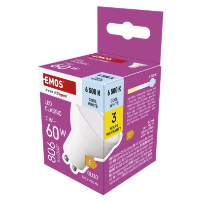Emos lighting LED žárovka Classic MR16 / GU10 / 7 W  (60 W) / 806 lm / studená bílá 1525730112
