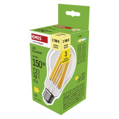 Emos lighting LED žárovka Filament A70 / E27 / 18 W (150 W) / 2452 lm / teplá bílá 1525743208
