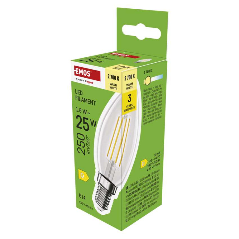Emos lighting LED žárovka Filament svíčka / E14 / 1,8 W (25 W) / 250 lm / teplá bílá 1525731248