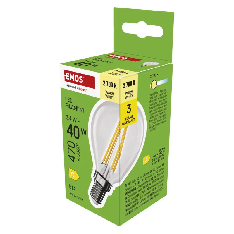 Emos lighting LED žárovka Filament Mini Globe / E14 / 3,4 W (40 W) / 470 lm / teplá bílá 1525731252