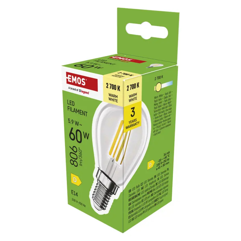 Emos lighting LED žárovka Filament Mini Globe / E14 / 5,9 W (60 W) / 806 lm / teplá bílá 1525731253