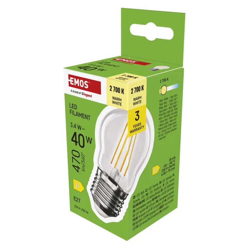 Emos lighting LED žárovka Filament Mini Globe / E27 / 3,4 W (40 W) / 470 lm / teplá bílá 1525743210