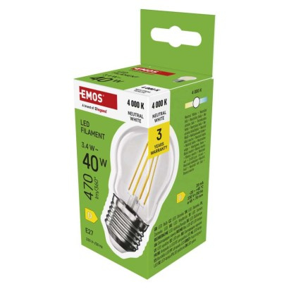 Emos lighting LED žárovka Filament Mini Globe / E27 / 3,4 W (40 W) / 470 lm / neutrální bílá 1525743403