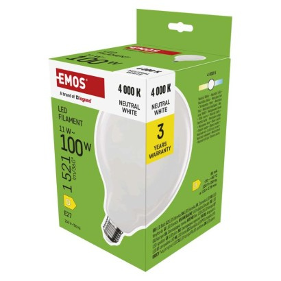 Emos lighting LED žárovka Filament G125 / E27 / 11 W (100 W) / 1521 lm / neutrální bílá 1525743406