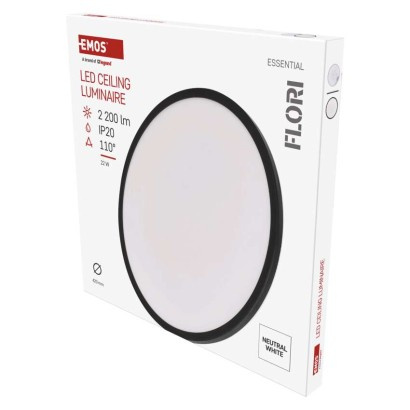 EMOS LED přisazené svítidlo FLORI kruhové, černé, 22W, neutrální bílá 1539085222