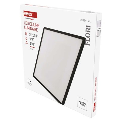 EMOS LED přisazené svítidlo FLORI čtvercové, černé, 22W, neutrální bílá 1539085223