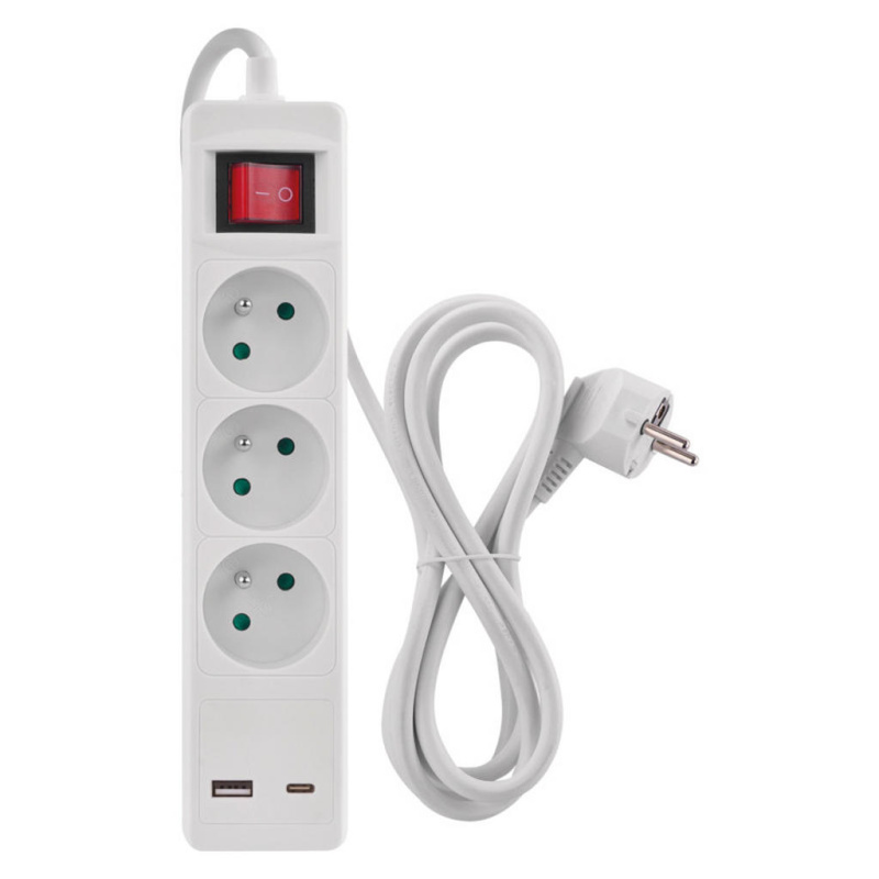 EMOS PRODLUŽKA 3Z 2M S VYP. 1,5MM +USB A+C