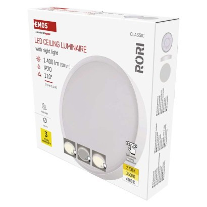 EMOS LED přisazené svítidlo RORI kruhové, bílé, 17W, se změnou CCT 1539087170