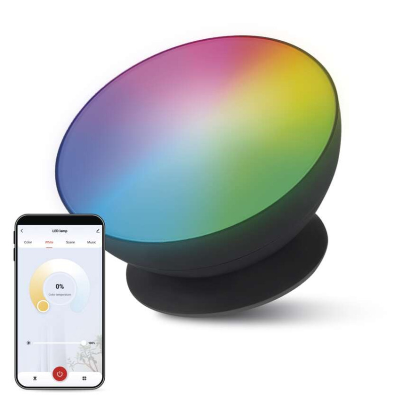 EMOS GoSmart LED ambientní lampa, černá, teplá bílá–studená bílá/ RGB, WiFi 1555110000