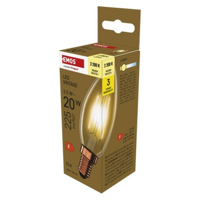 Emos lighting LED žárovka Vintage svíčka / E14 / 2,5 W (20 W) / 225 lm / teplá bílá 1525743228