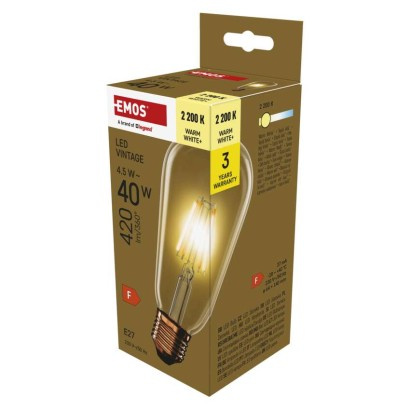 Emos lighting LED žárovka Vintage ST64 / E27 / 4,5 W (40 W) / 420 lm / teplá bílá 1525743224