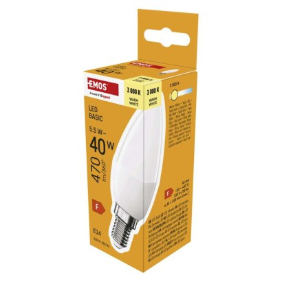 Emos lighting LED žárovka Basic svíčka / E14 / 5,5 W (40 W) / 470 lm / teplá bílá 1525731244