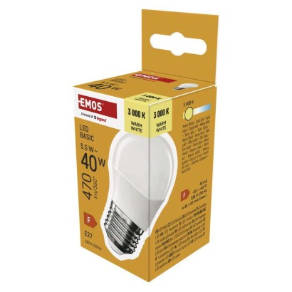 Emos lighting LED žárovka Basic Mini Globe / E27 / 5,5 W (40 W) / 470 lm / teplá bílá 1525743202