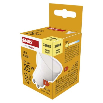Emos lighting LED žárovka Basic MR16 / GU10 / 2,9 W (25 W) / 250 lm / teplá bílá 1525730234