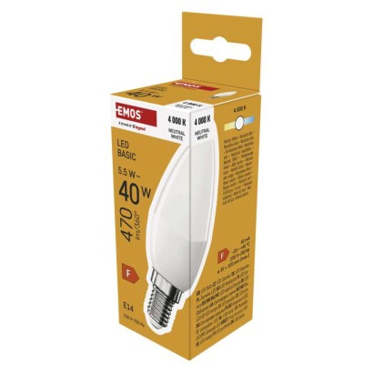 Emos lighting LED žárovka Basic svíčka / E14 / 5,5 W (40 W) / 470 lm / teplá bílá 1525731452