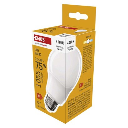 Emos lighting LED žárovka Basic A60 / E27 / 12,4 W (75 W) / 1055 lm / neutrální bílá 1525743411