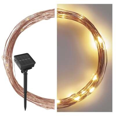 Solární osvětlení řetěz 12 m - 120 LED teplá bílá Anděl Přerov s.r.o.