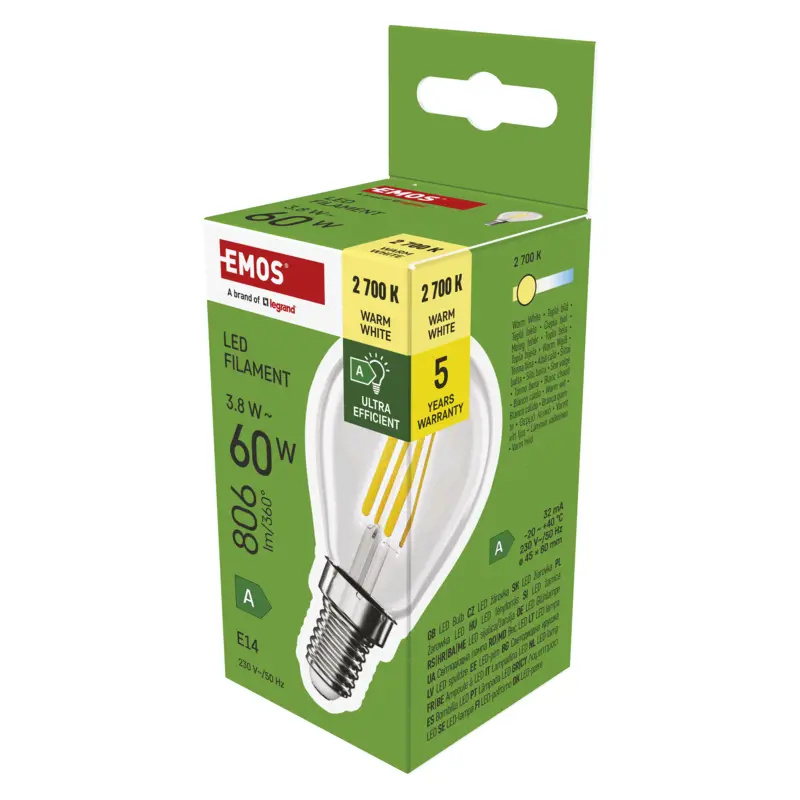 Emos lighting LED žárovka Filament Mini Globe  A CLASS/ E14 / 3,8 W (60 W) / 806 lm / teplá bílá 1525741259