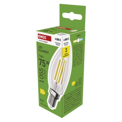 Emos lighting LED žárovka Filament svíčka  / E14 / 7 W (75 W) / 1055 lm / neutrální bílá 1525731455