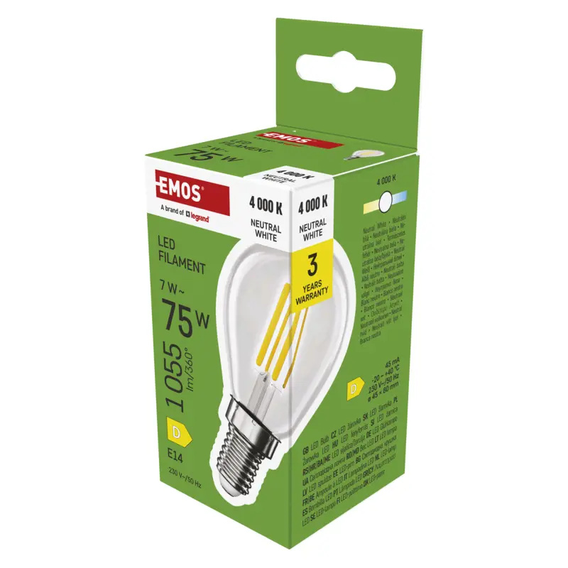 Emos lighting LED žárovka Filament Mini Globe  / E14 / 7 W (75 W) / 1055 lm / neutrální bílá 1525731456