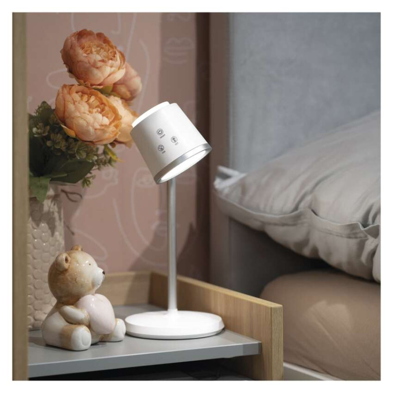 EMOS LED stolní lampa ABBIE, nabíjecí, bílá 1538200300