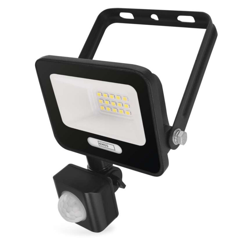 EMOS LED reflektor GLARO s pohybovým čidlem, 10 W, černý, IP54, 1000 lm, neutrální bílá 1531231400