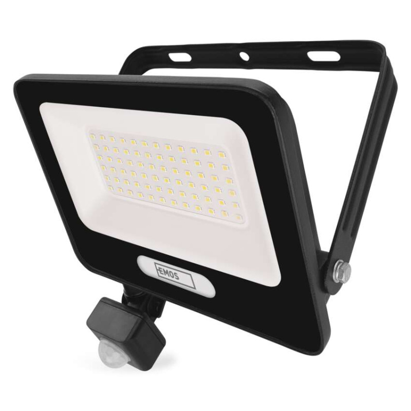 EMOS LED reflektor GLARO s pohybovým čidlem, 50 W, černý, IP54, 5000 lm, neutrální bílá 1531234400