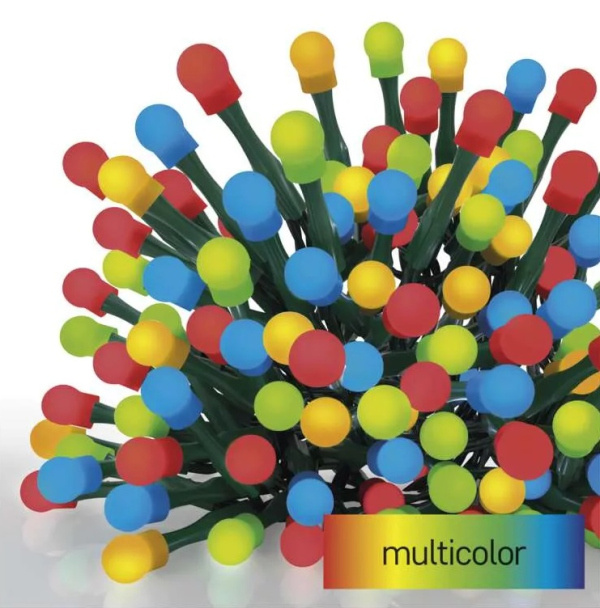 LED vánoční cherry řetěz – kuličky, multicolor, 8 m, 80 LED, 8 funkcí, časovač Anděl Přerov s.r.o.