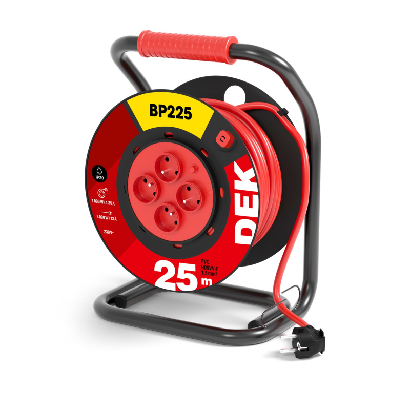 Kabel prodlužovací PVC na bubnu s pevným středem DEK BP225 25 m 1,5 mm2 IP 20