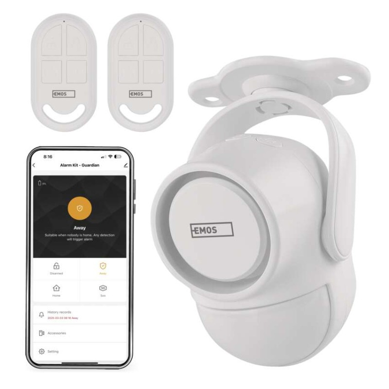EMOS GoSmart alarm IP‑1256L GUARDIAN s pohybovým čidlem, 6× dveřní/okenní senzor, WiFi 3069050300