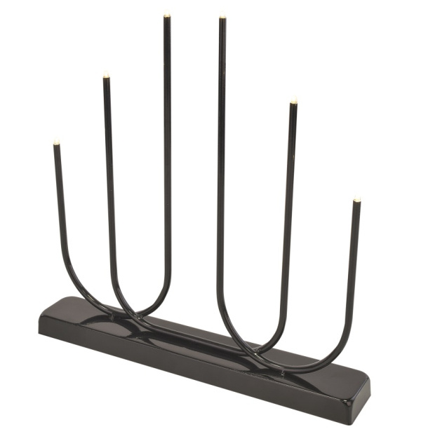 Svícen černý LED svítící, 6 LED, teplá bílá, 38 x 40,5 x 6 cm Anděl Přerov s.r.o.