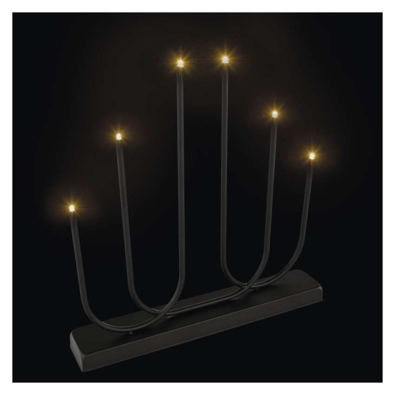 Svícen černý LED svítící, 6 LED, teplá bílá, 38 x 40,5 x 6 cm Anděl Přerov s.r.o.