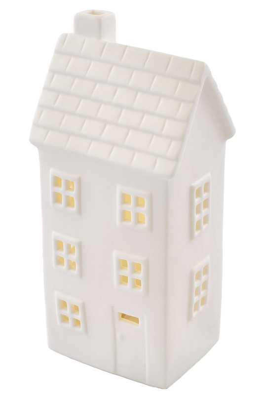Keramický domek LED svítící, 1 LED, teplá bílá, 7,7 × 16,3 × 6 cm Anděl Přerov s.r.o.