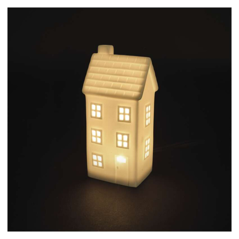 Keramický domek LED svítící, 1 LED, teplá bílá, 7,7 × 16,3 × 6 cm Anděl Přerov s.r.o.